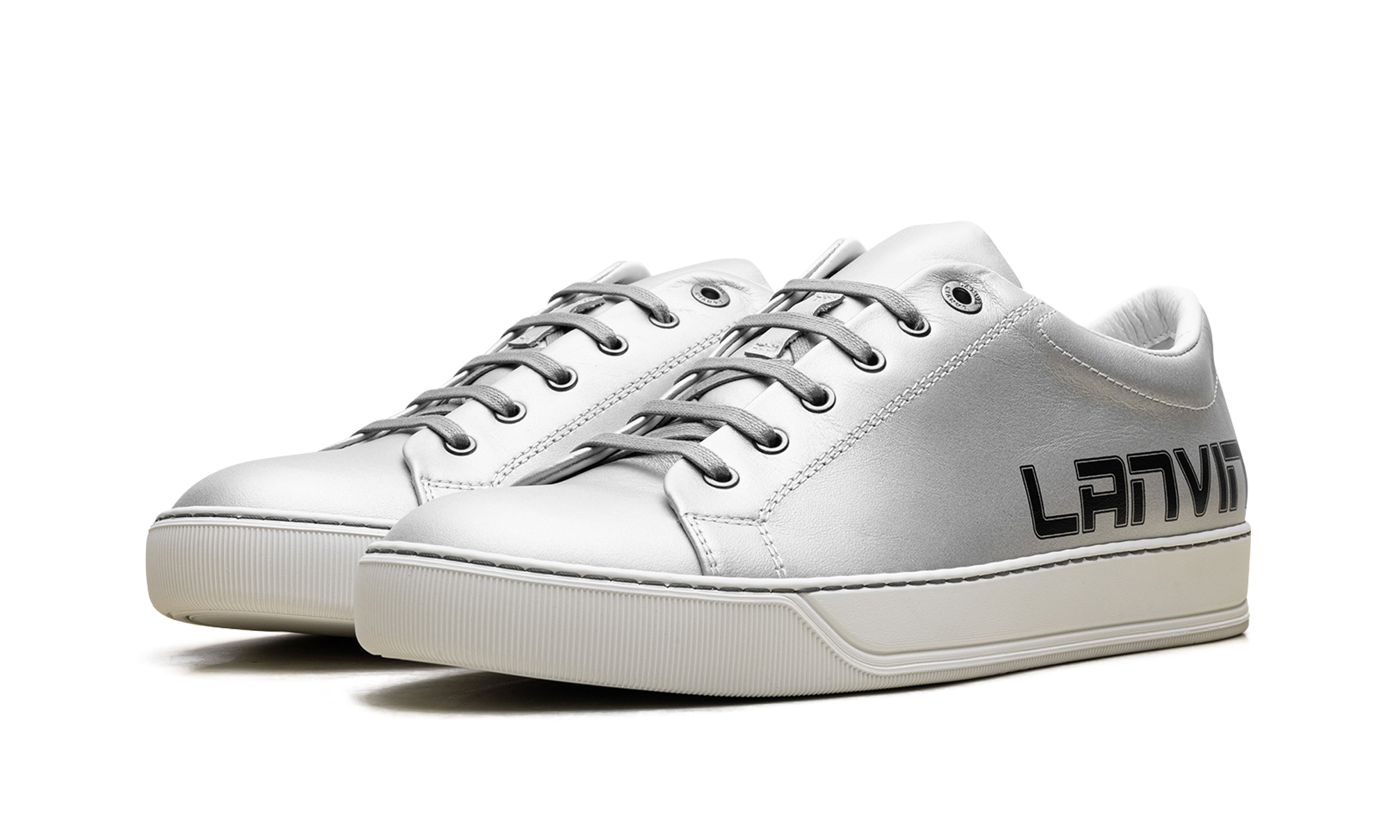 Logo Print Low-Top Sneakers "Metallic Grey"、mysite、Cacoeks