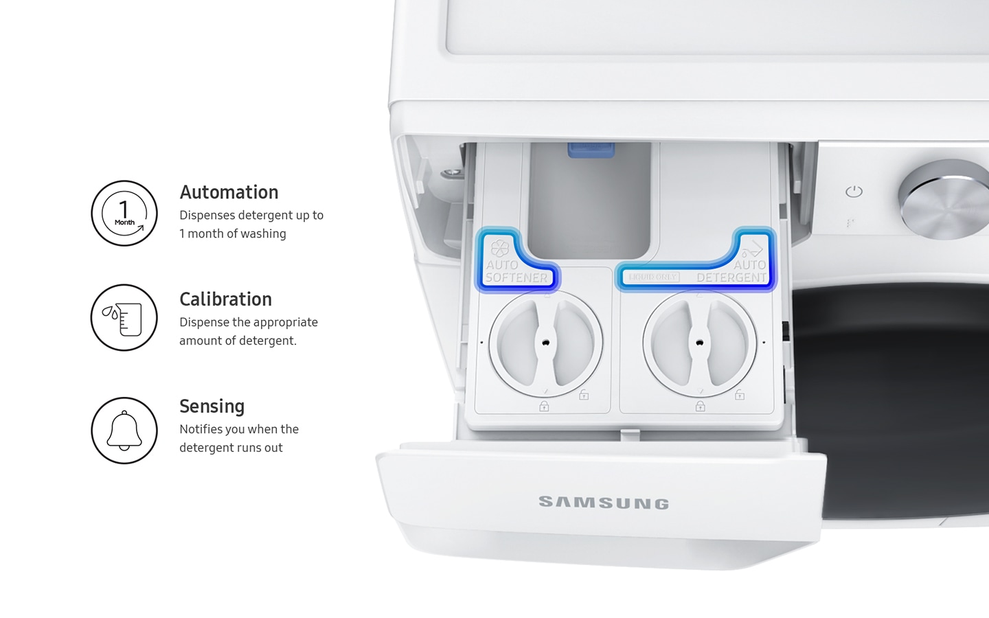 Get WD90T634DBN/SP now. auto softener and detergent slot on EcoBubble™. 9Kg. Washer Dryer. 4 Ticks from top
