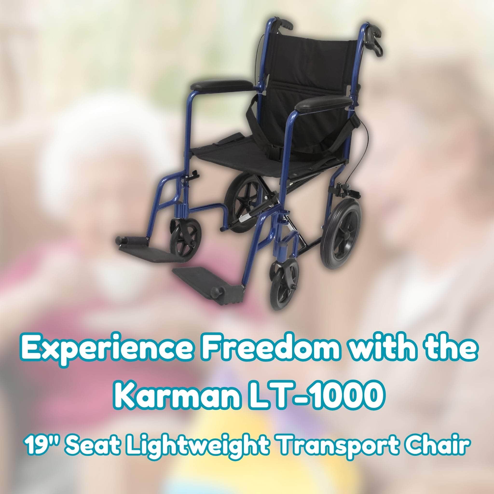 Experience Freedom with the Karman LT-1000 19" Seat Lightweight Transport Chair