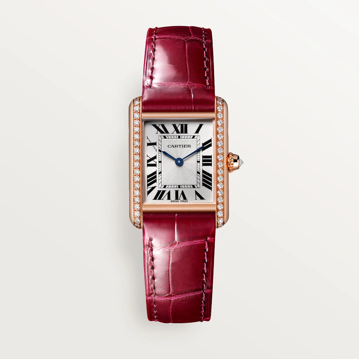 Super Clone 1:1 Tank Louis Cartier Watch Small Model Diamond Red WJTA0037 Replica-fasswatch