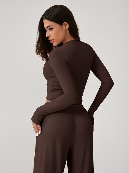 Two Piece Set Women's Home Clothing Set Soft and Skin Friendly Long Sleeved T-shirt Loose and Wide Leg Pants with Adjustable Drawstring Daily Leisure Travel Airport Travel Home Wear Women's Pajamas Set, Womenswear