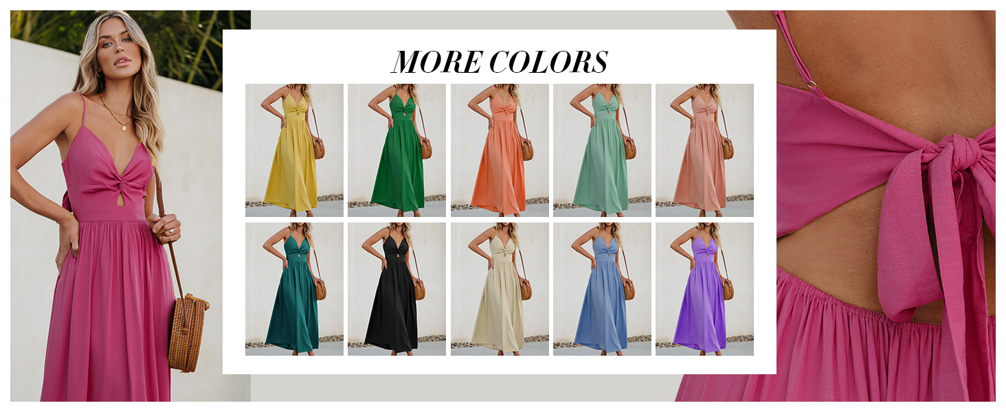 solid color v neck long dress