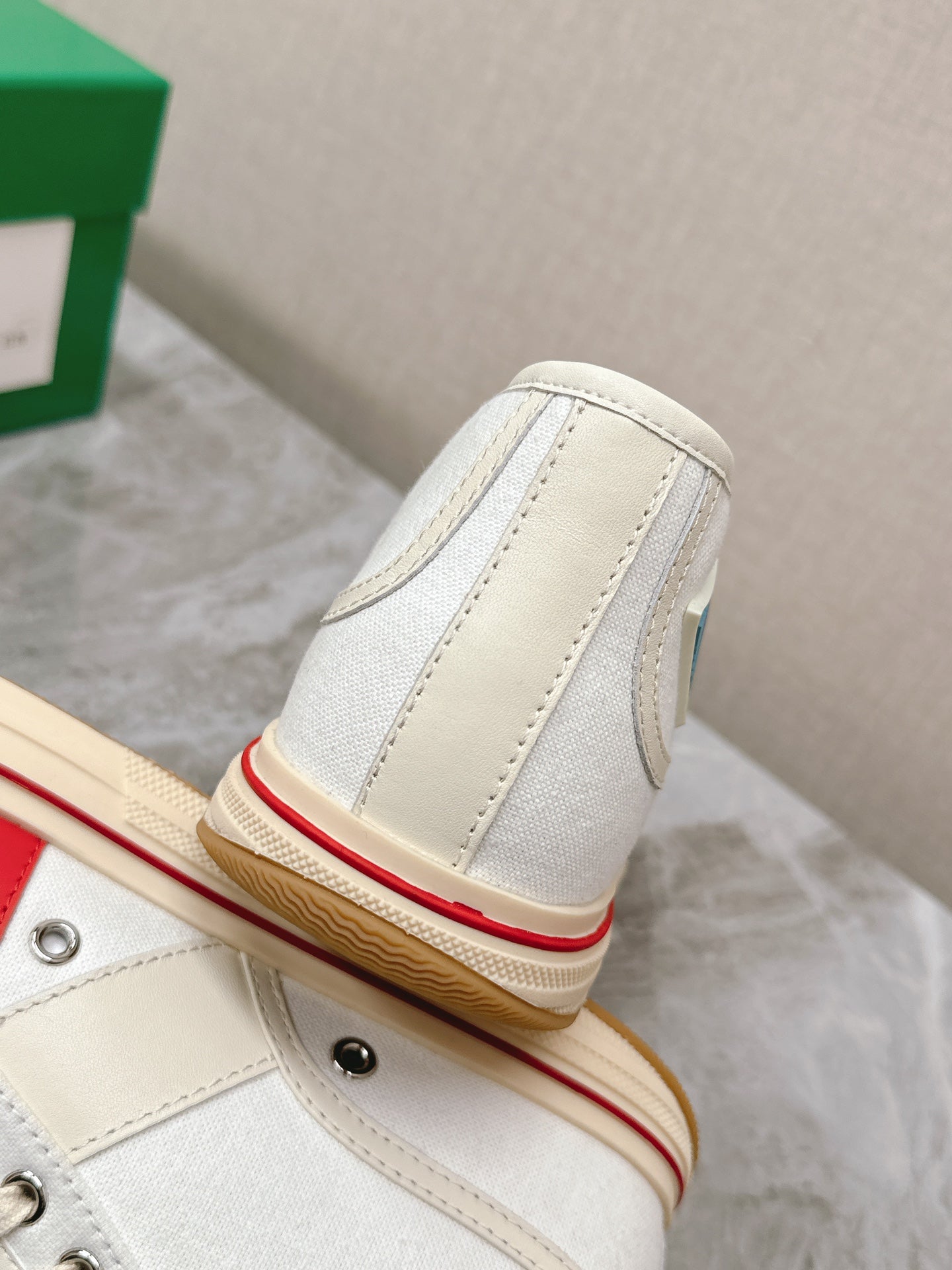 ELIOT SNEAKER IN WHITE MIX CHERRY RED CANVAS AND CALFSKIN、mysite、Cacoeks