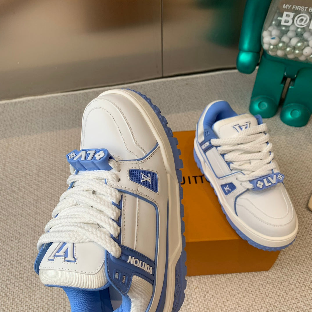 LV TRAINER MAXI SNEAKER IN WHITE MIX OCEAN BLUE CALFSKIN、mysite、Cacoeks