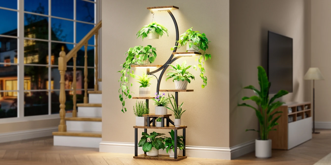 versatile 8 tier indoor plant stand with   grow lights usb powered adjustable brightness ideal for home patio decor details 8