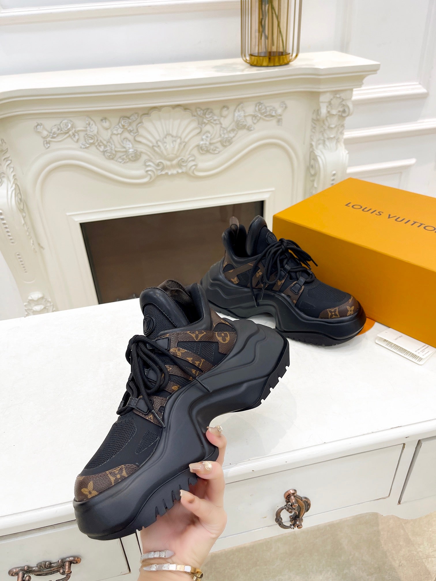 LV ARCHLIGHT 2.0 PLATFORM SNEAKER IN BLACK MIX CHOCOLATE BROWN MIX OF MATERIALS、mysite、Cacoeks