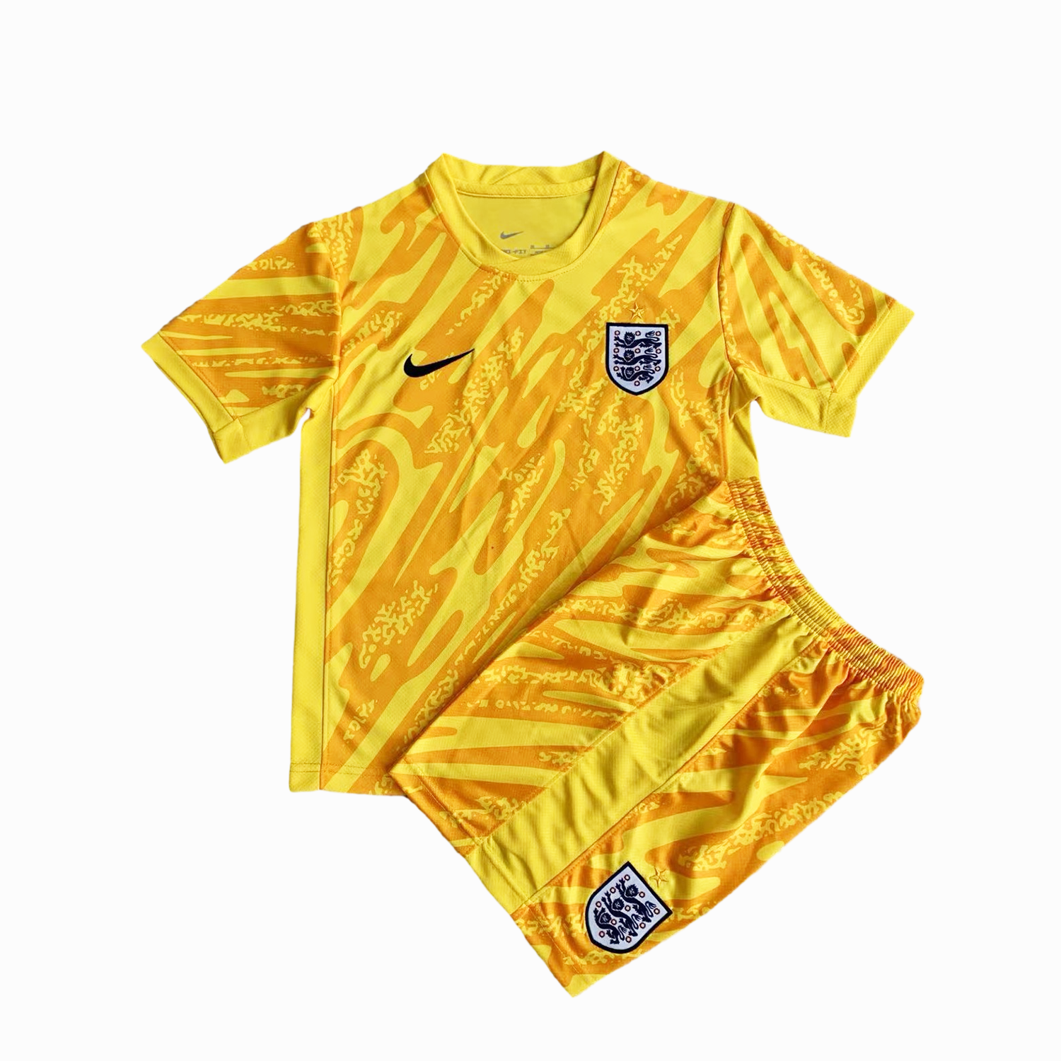 ManixJersey.com | England 2024 Goalkeeper Kids Kit - Yellow -Customize Name, Number and Patch | Worldwide Shipping