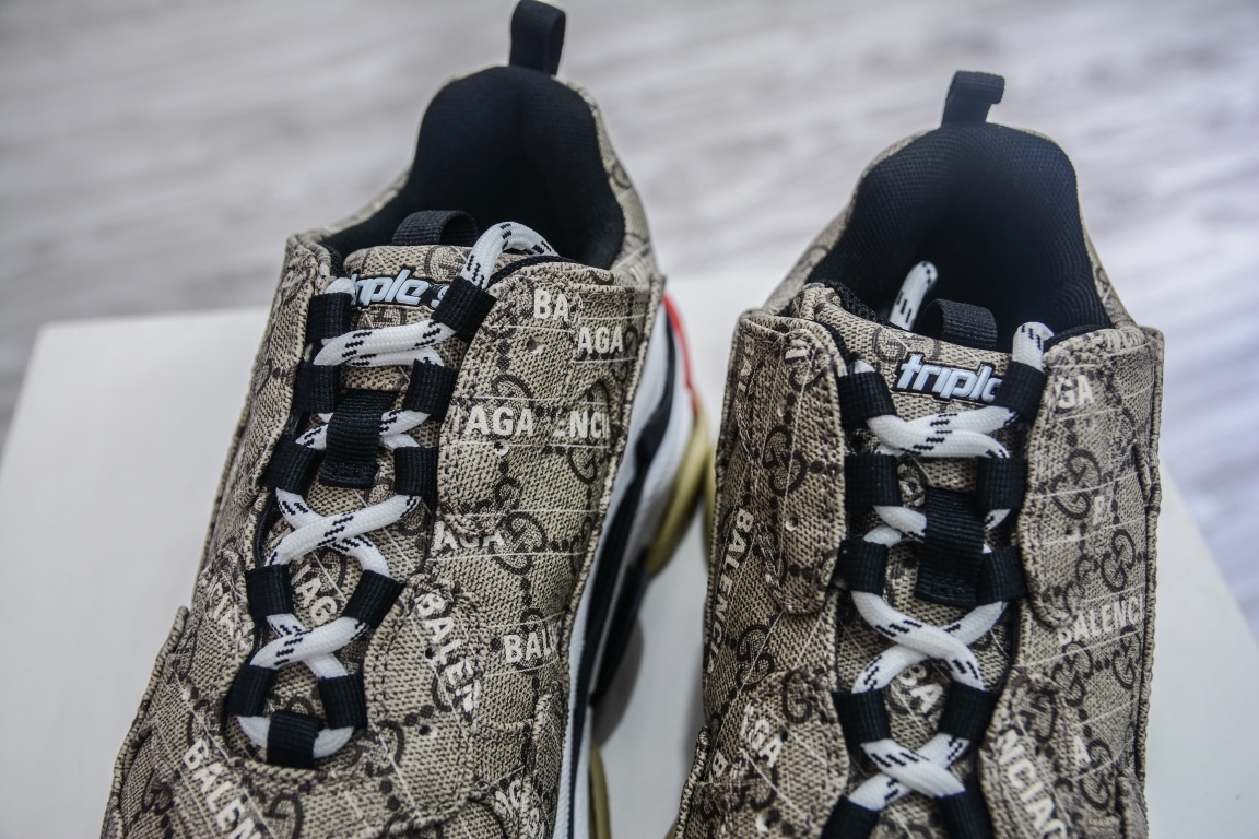 Balenciaga Triple S Sneaker x Gucci in Brown Red、mysite、Cacoeks
