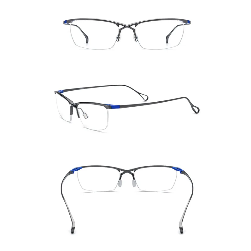 Belight Optical Japan Ken Okuyama Design Titanium Half Rimless Frame Men Prescription Semi Eyeglasses Retro Eyewear  185757