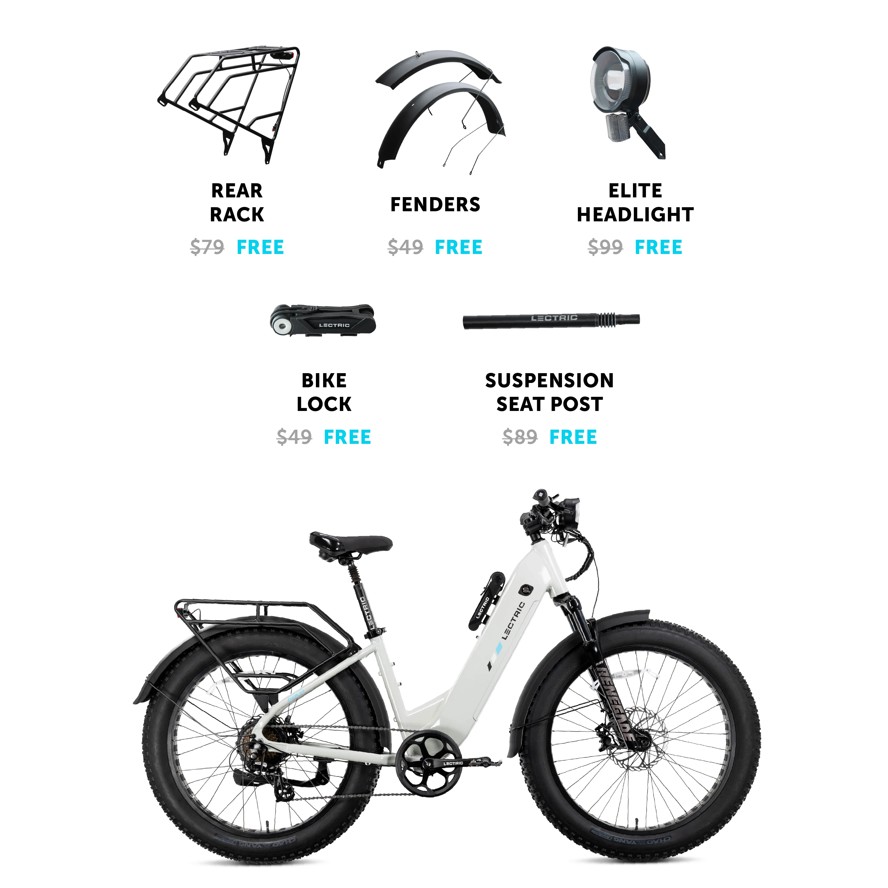 XPeak Step-Thru 2.0 Long-Range + FREE Rear Rack, Fenders, Elite Headlight, Suspension Seat Post ($365 Value)、mySite、bearsvspackers