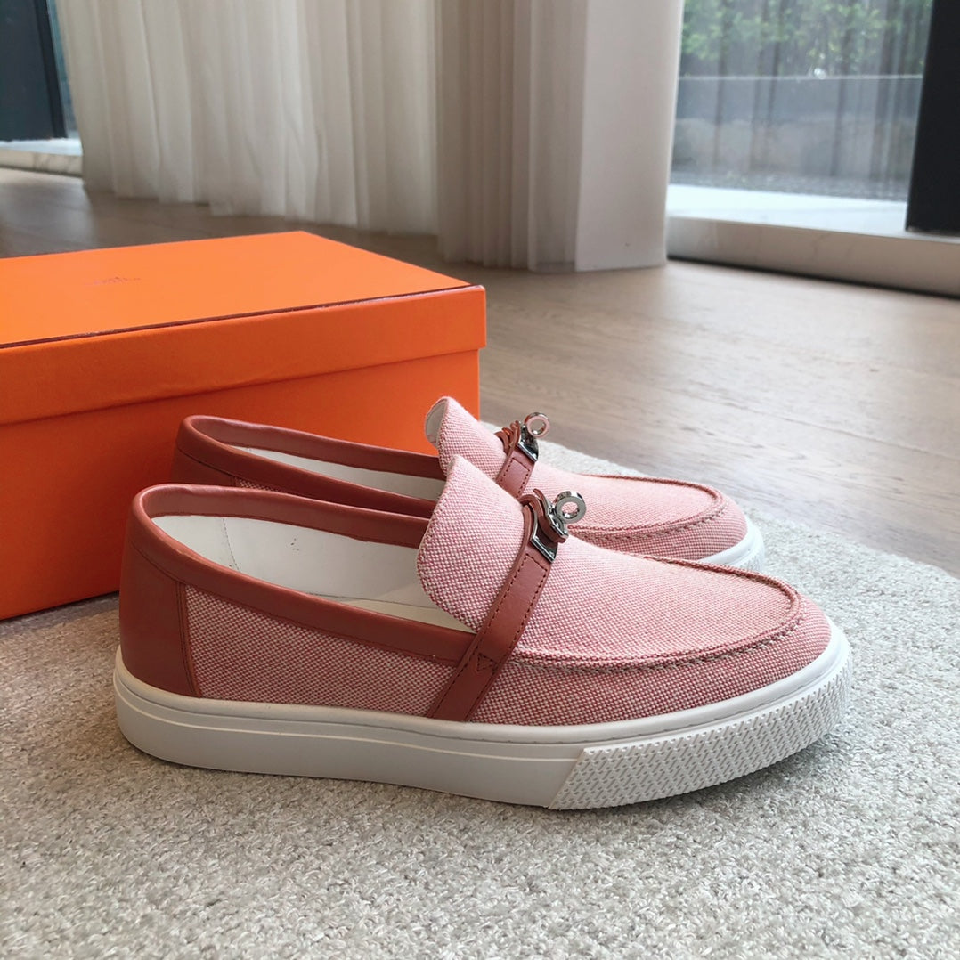 GAME SLIP-ON SNEAKER LIGHT PINK FABRIC AND CALFSKIN、mysite、Cacoeks