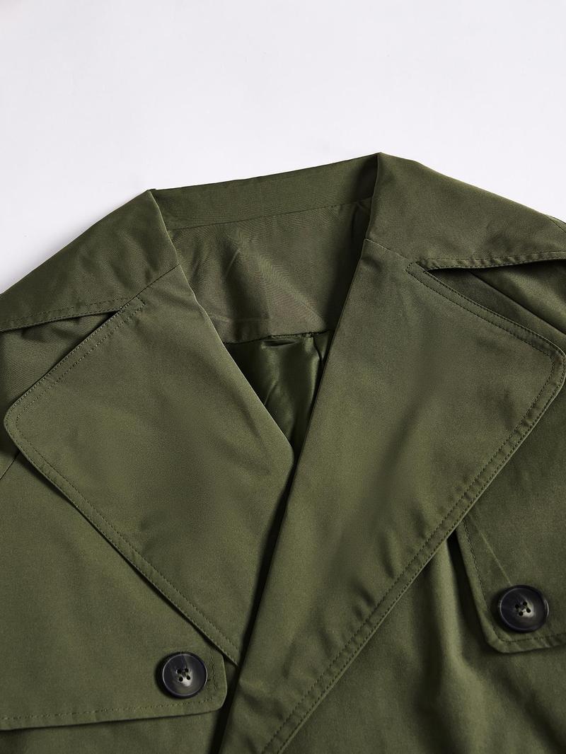 KatchMe Women's Commuter Notch Lapel Double Breasted Detachable Belt Trench Coat, Fall & Winter Plain Wrap Tie Waist Outerwear Jacket, Elegant Trench Coat