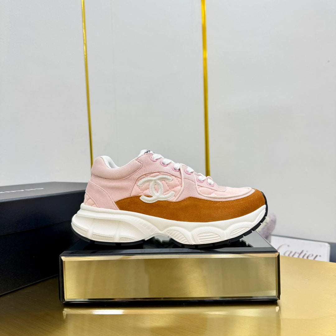 DAD SNEAKER IN LIGHT PINK LAMBSKIN AND GINGER ORANGE SUEDE、mysite、Cacoeks