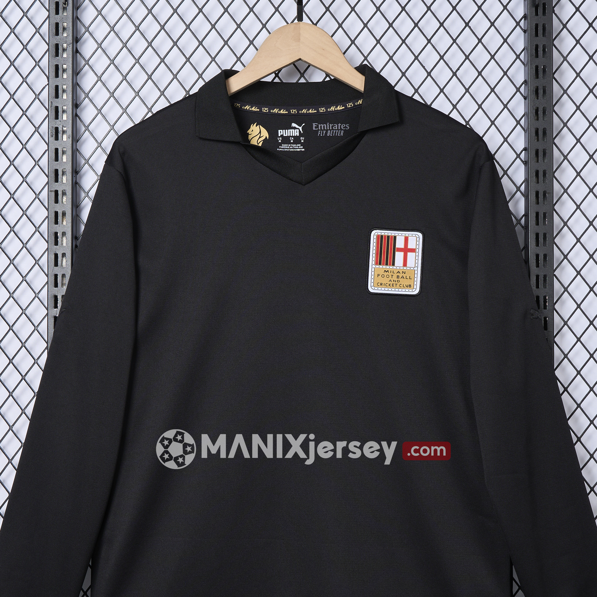 ManixJersey.com | AC Milan 24-25 125th Anniversary Long Sleeves Black GK Jersey - Fans Version -Customize Name, Number and Patch | Worldwide Shipping