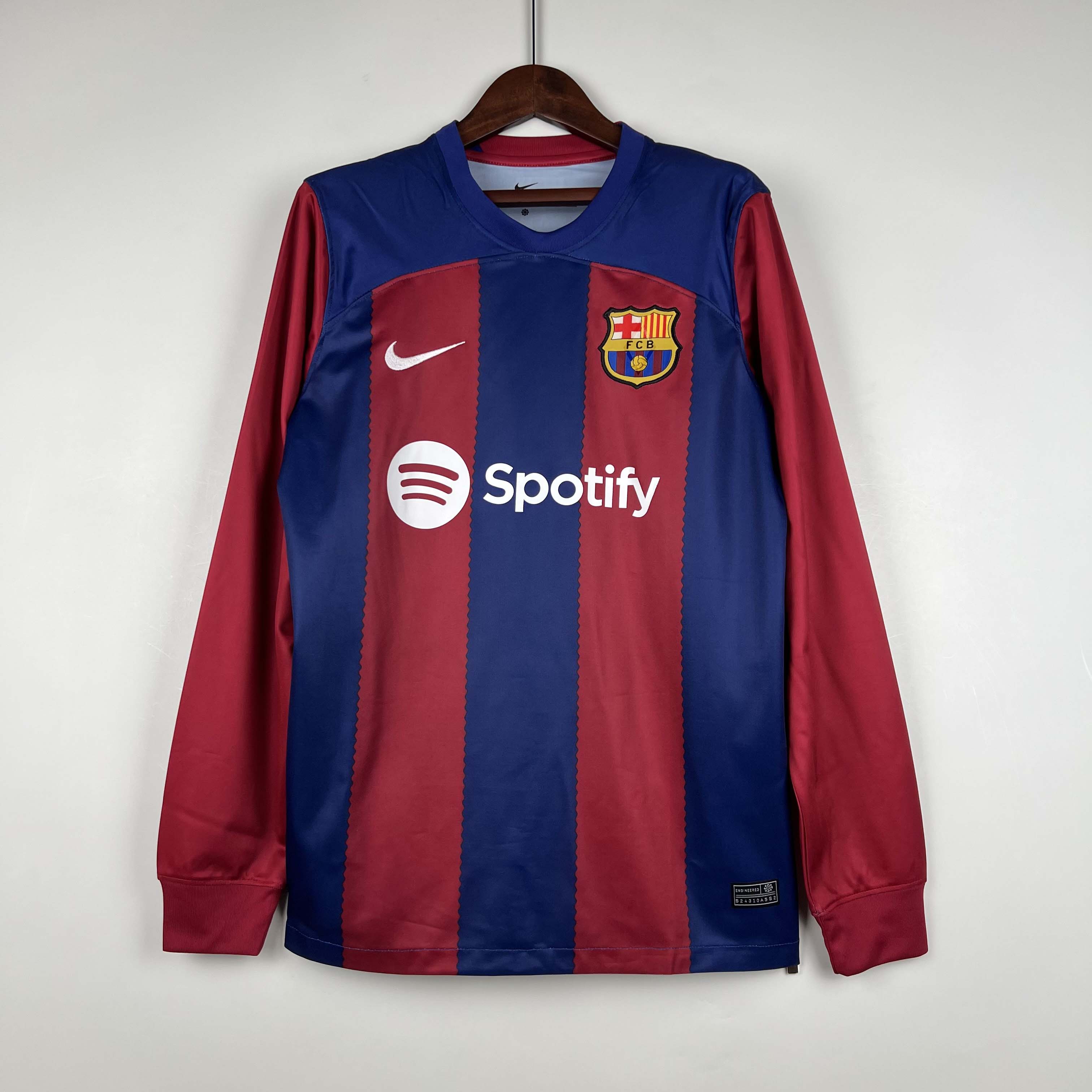 2023/2024 Long Sleeve Barcelona Home 1:1 Thai Quality:football jersey mysite: unitedjerseyfootball 邓江浪:football
