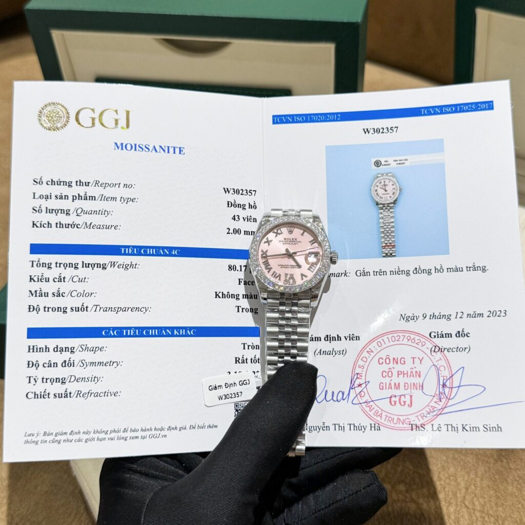 Đồng Hồ Nữ Rolex DateJust Độ Kim Cương Moissanite Mặt Số Hồng 31mm (1)