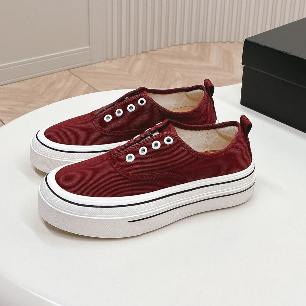 Double C Platform Biscuit Shoes Fabric Cherry Red、mysite、Cacoeks