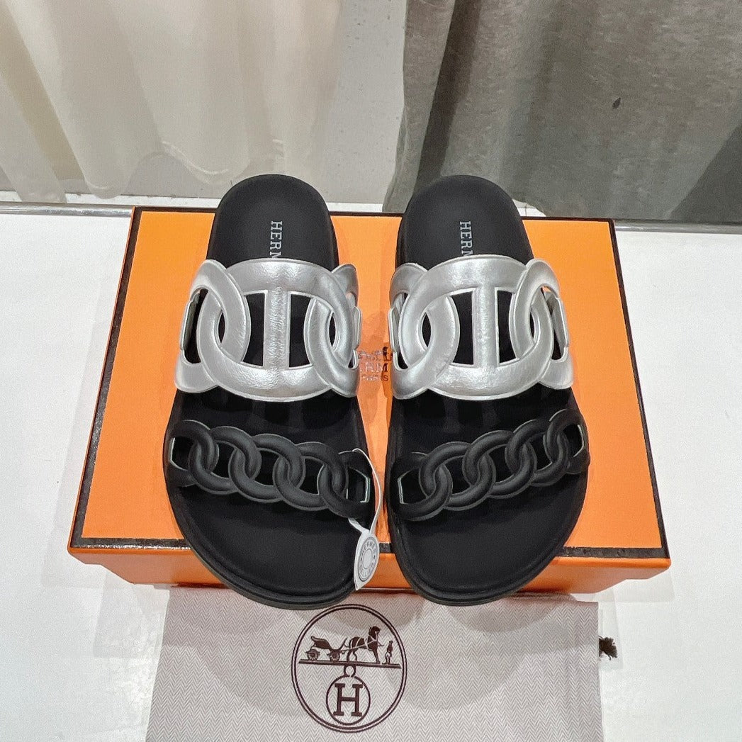 EXTRA SANDAL PASTEL BLACK MIX SILVER CALFSKIN、mysite、Cacoeks
