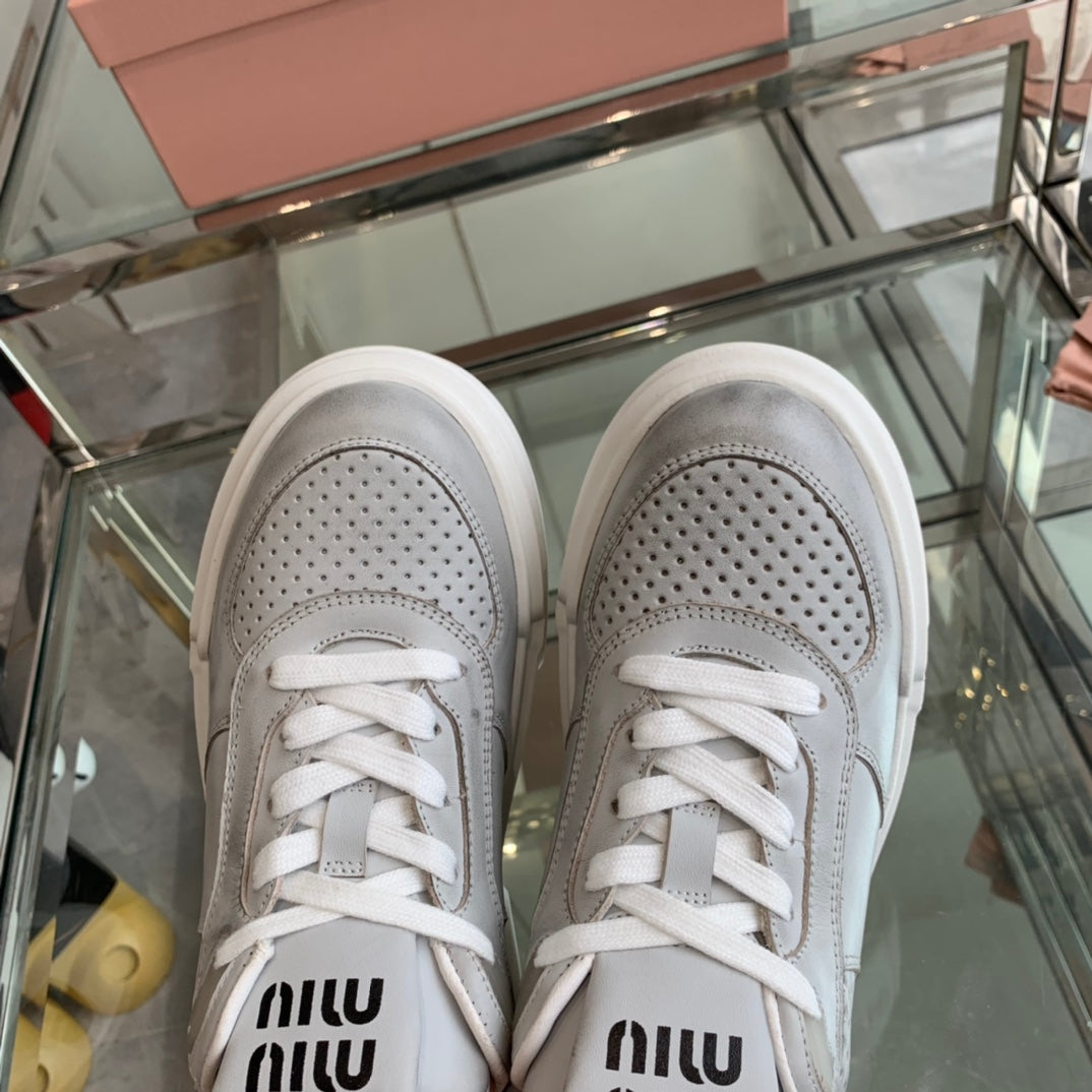 Sneakers Thick-soled Light Gray Cowhide、mysite、Cacoeks