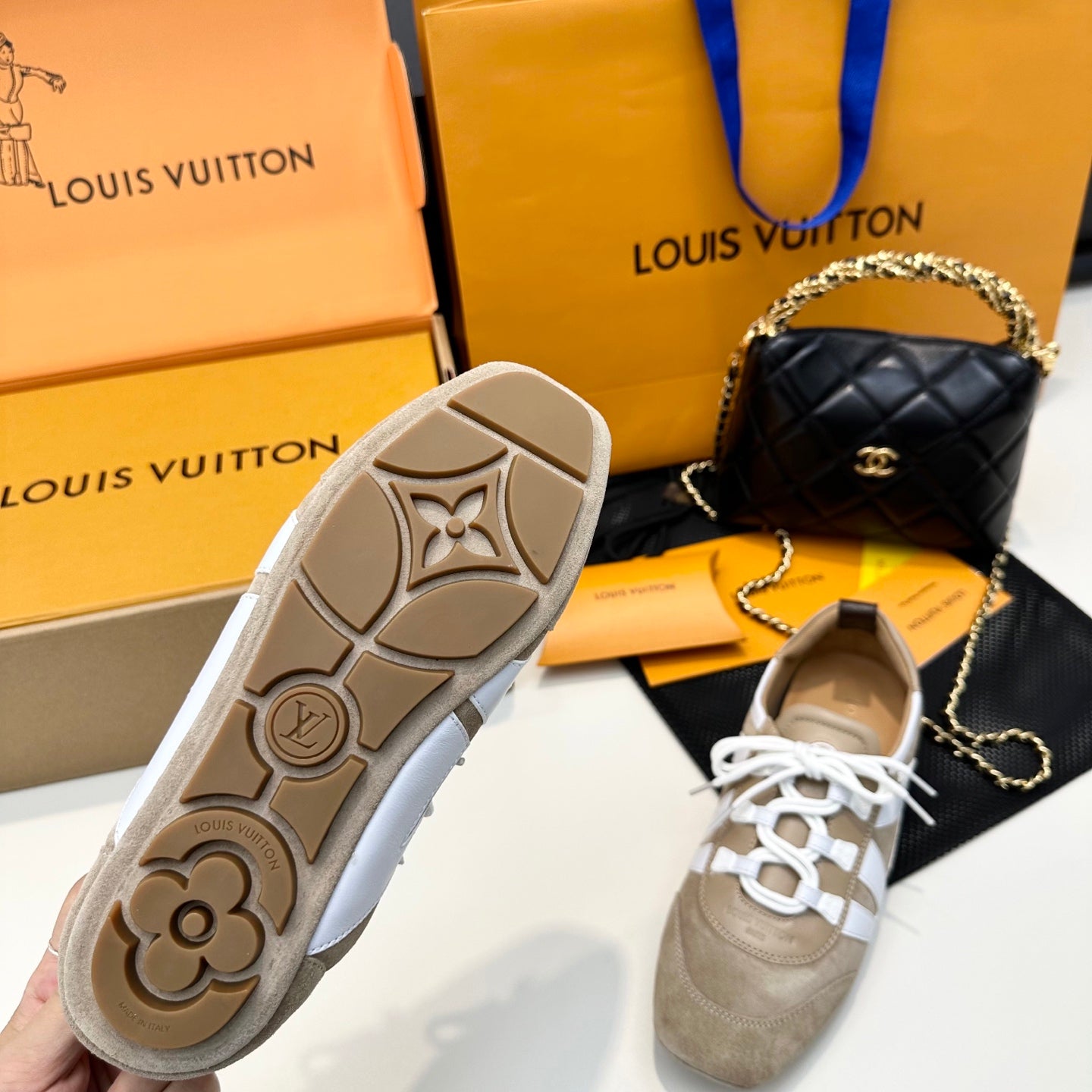 SNEAKERINA TRAINERS IN BROWN AND WHITE SUEDE、mysite、Cacoeks