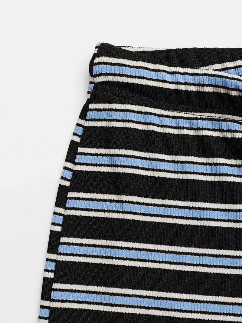 Women's Casual Colorblock Striped Long Sleeve Top & Loose-Fit Pants Set, Perfect for Holidays, Commuting, Daily Wear