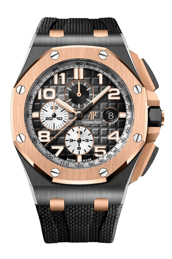 Audemars Piguet Royal Oak Offshore 26405NR.OO.A002CA.01 Super Clone Watch – Rose Gold & Black Ceramic Chronograph Replica