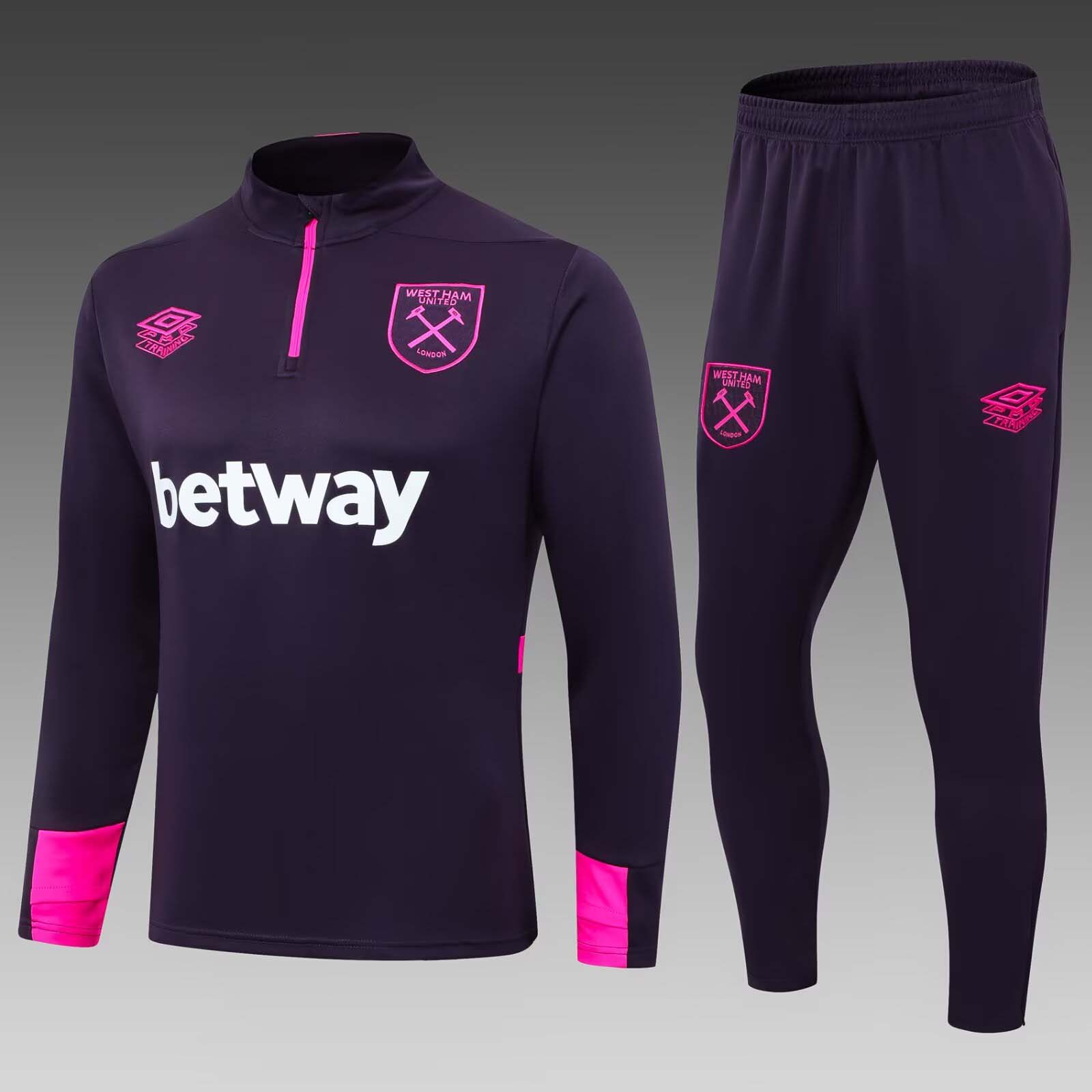 2024/2025 West Ham United Half-Pull Training Suit Purple Football Shirt 1:1 Thai Quality Set:football jersey mysite: unitedjerseyfootball 邓江浪:football
