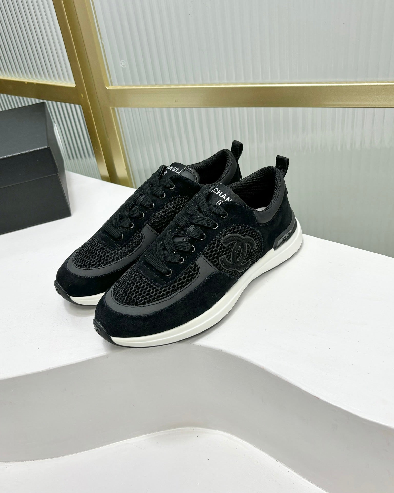 SNEAKER IN BLACK SUEDE AND BREATHABLE MESH、mysite、Cacoeks