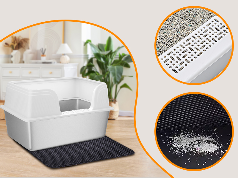  cat litter tray with lid, high sided cat litter box ,litter map,pets friends design