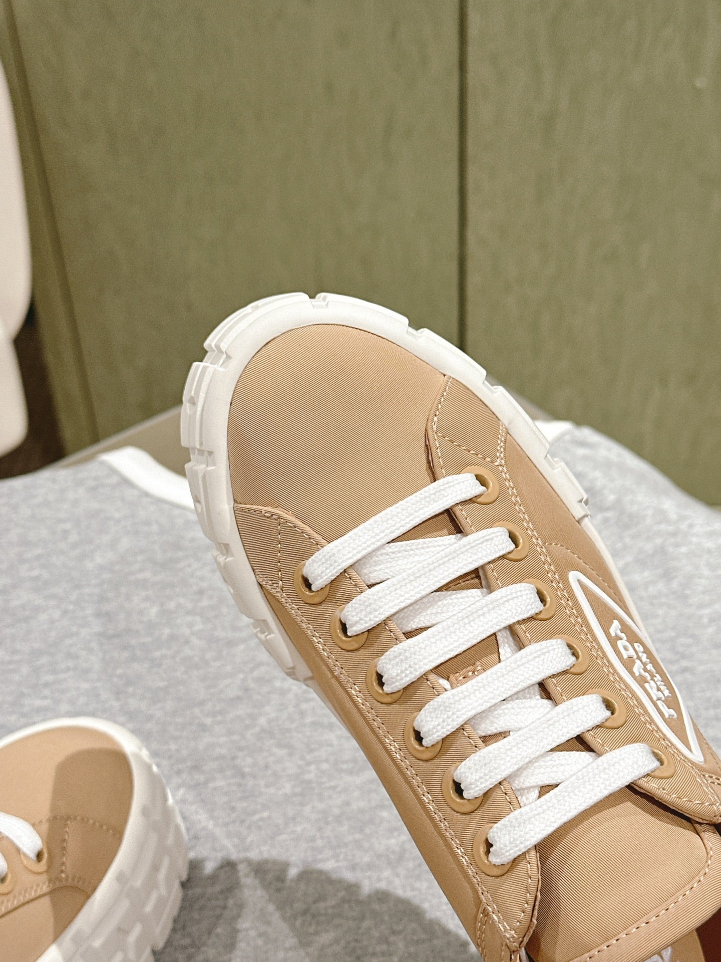 PRA DOUBLE WHEEL RE-NYLON GABARDINE SNEAKERS TUSCAN CALFSKIN、mysite、Cacoeks