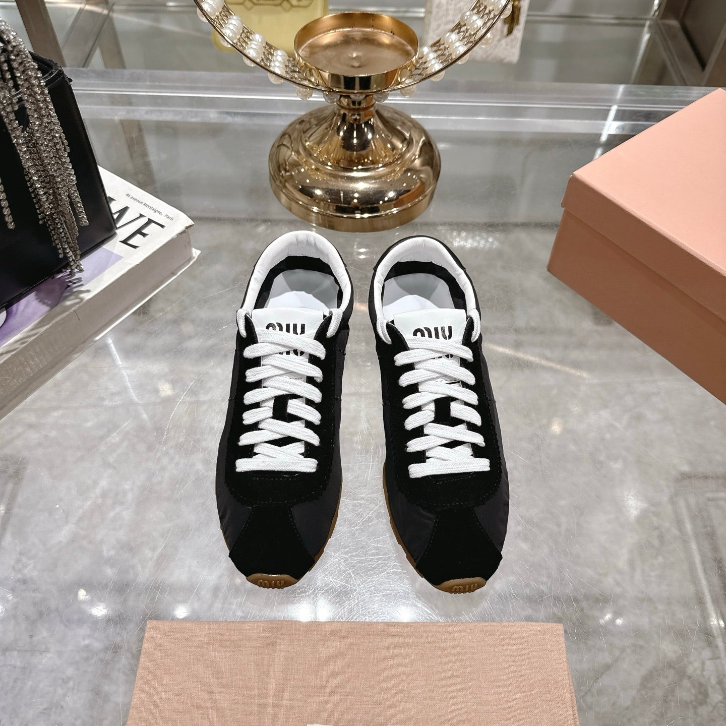 PLUME NAPPA SNEAKERS IN BLACK SUEDE AND CANVAS、mysite、Cacoeks