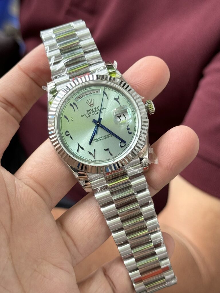 Đồng Hồ Rolex Day-Date Replica 11 Mặt Số Xanh Băng Cọc Ả Rập GM V2 40mm (6)