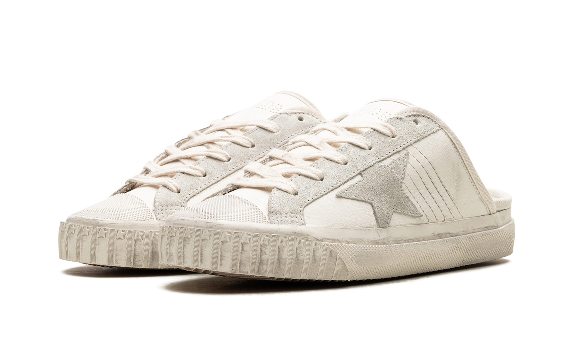 SUPER-STAR SABOT TOE CAP AND HIGH SOLE LEATHER UPPER TOE AND TONGUE SUEDE STAR "WHITE ICE"、mysite、Cacoeks