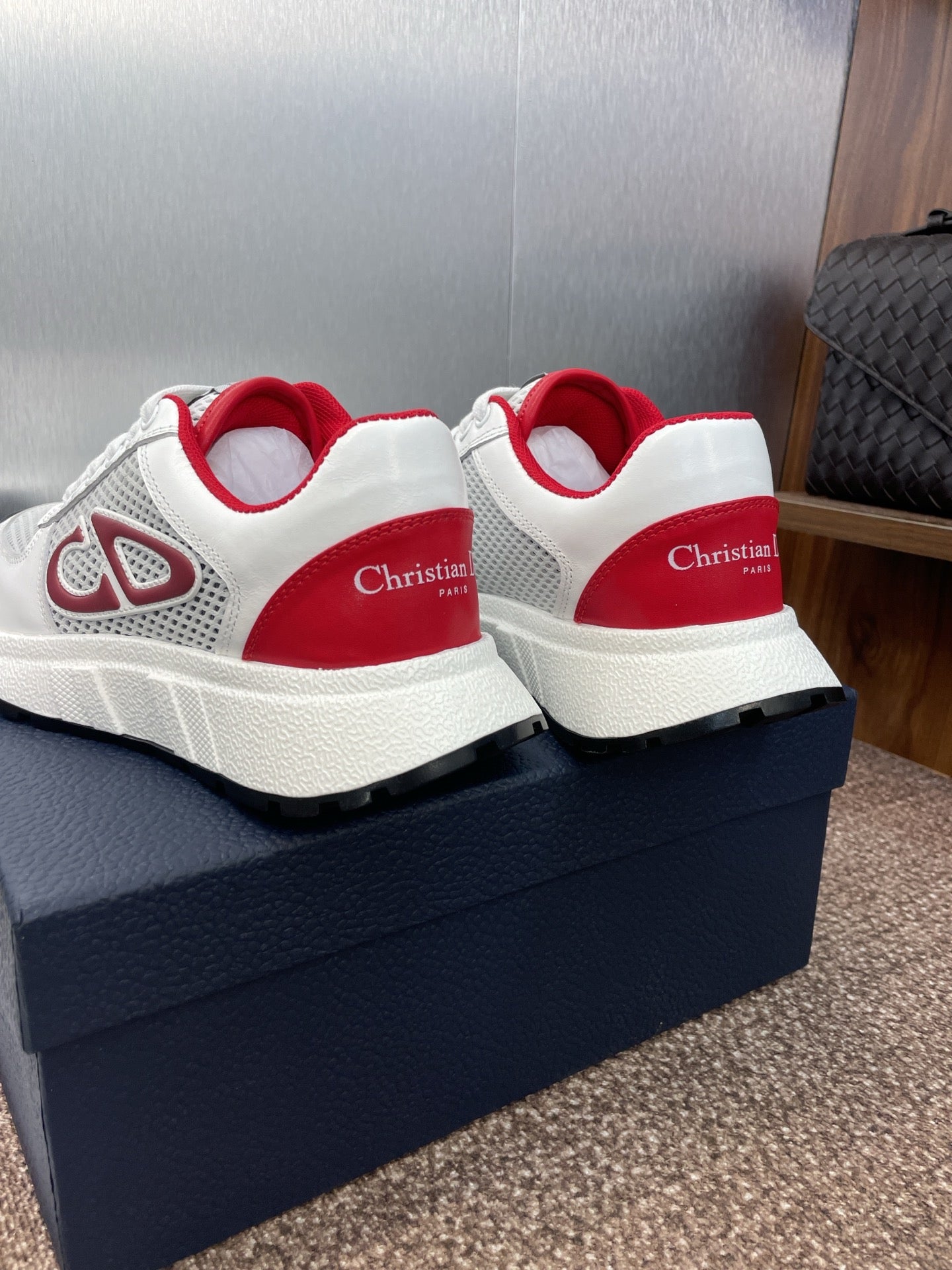 DIOR 25S D-RUN'N COUPLE SNEAKERS IN WHITE RED CALFSKIN AND MESH、mysite、Cacoeks