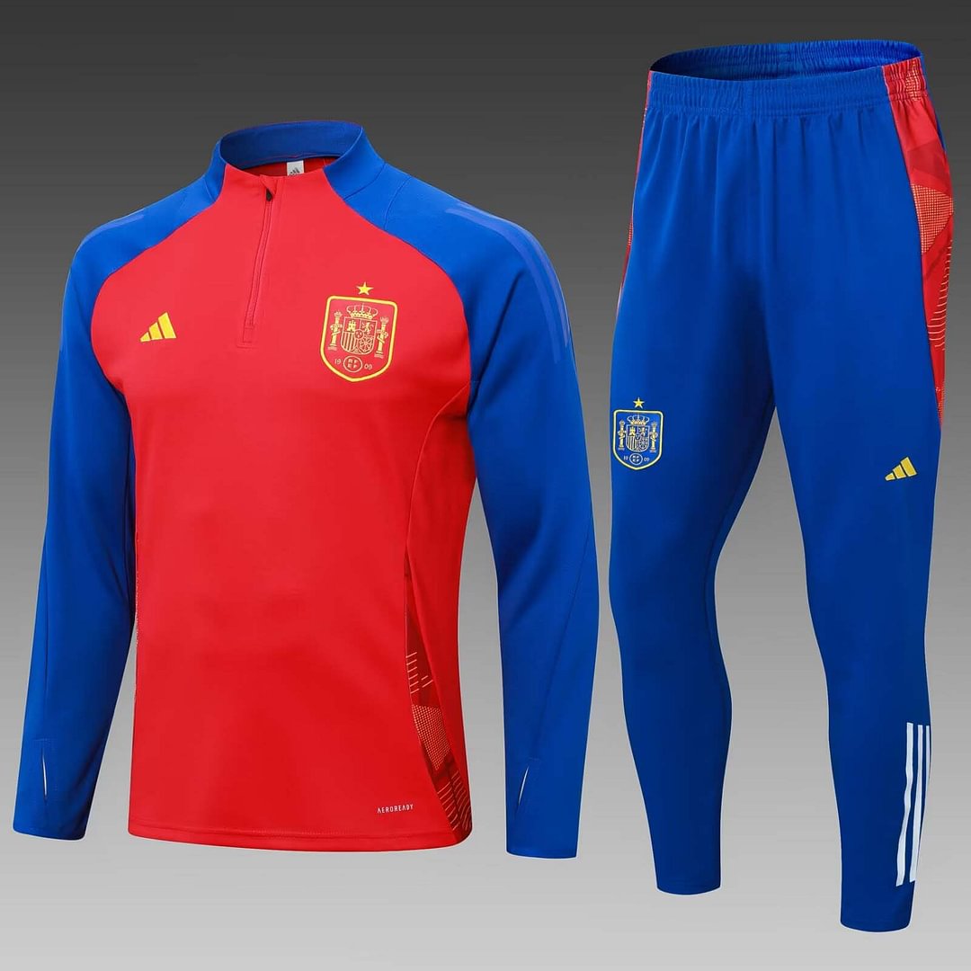2024 Spain Half-Pull Training Suit Red Football Shirt Set-mysite Custom Football Kit- Nextkits