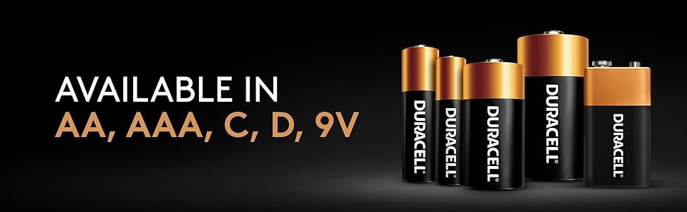 Coppertop batteries are available in AA, AAA, C, D, 9V