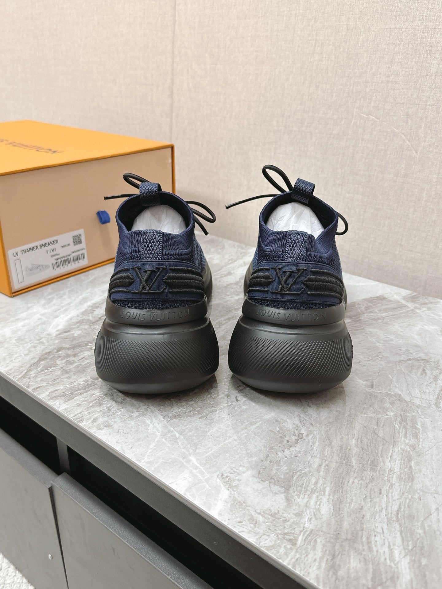 SNEAKERS IN MIDNIGHT BLUE DAMIER ELASTIC FABRIC、mysite、Cacoeks
