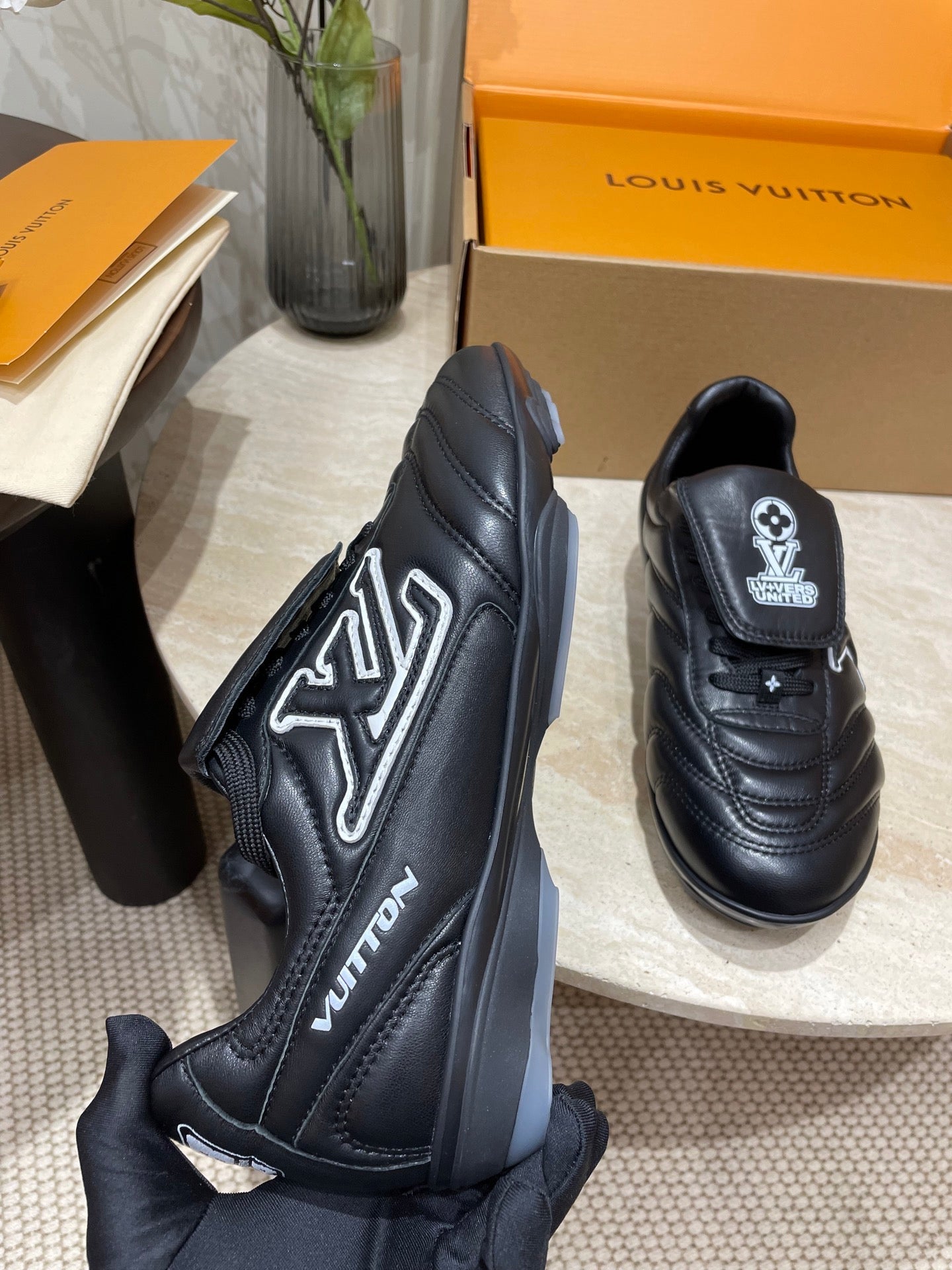 FOOTPRINT SOCCER SNEAKER IN BLACK CALFSKIN、mysite、Cacoeks