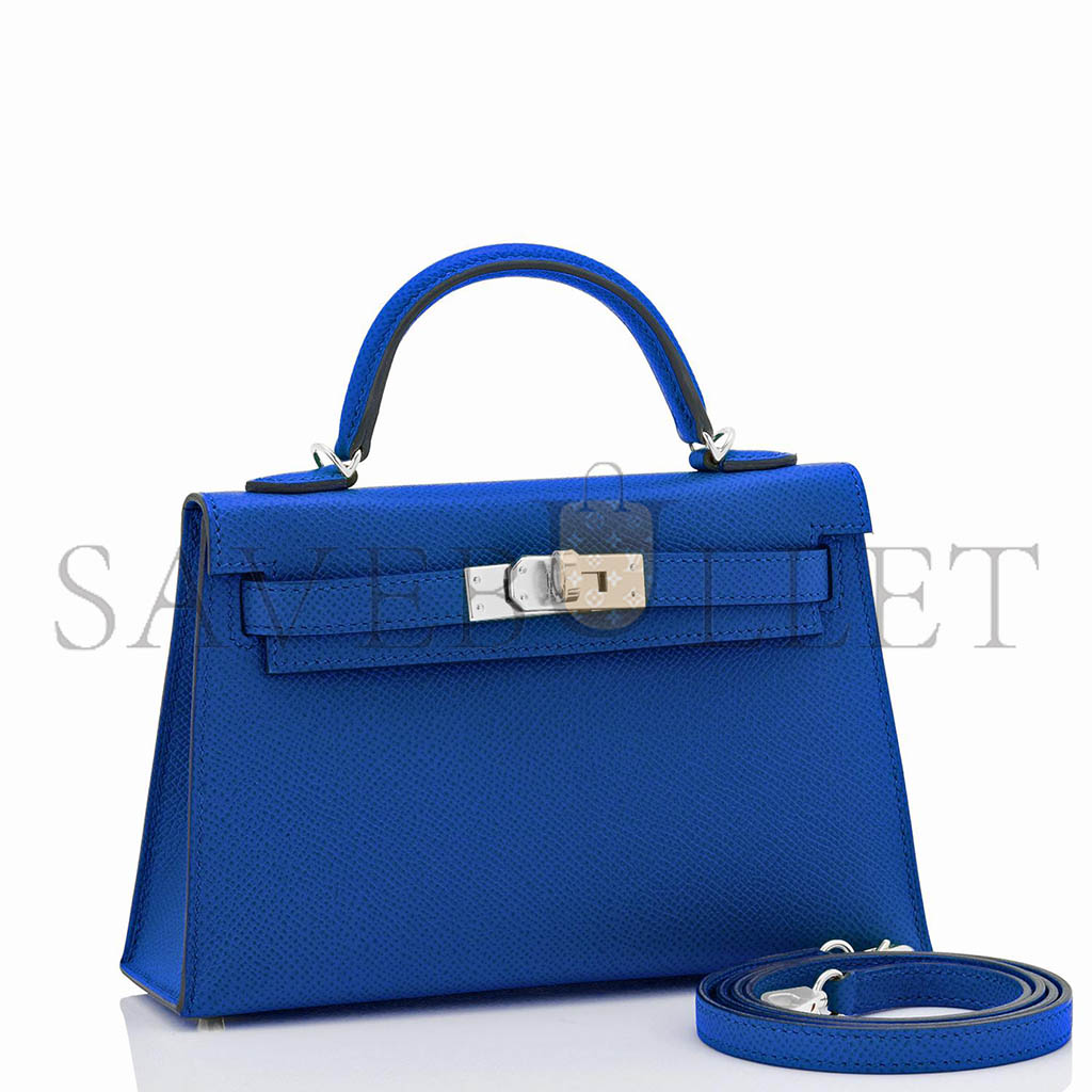 HERM�S MASTER MINI KELLY II BLUE FRANCE EPSOM SELLIER BAG (19*12*5.5cm) 
