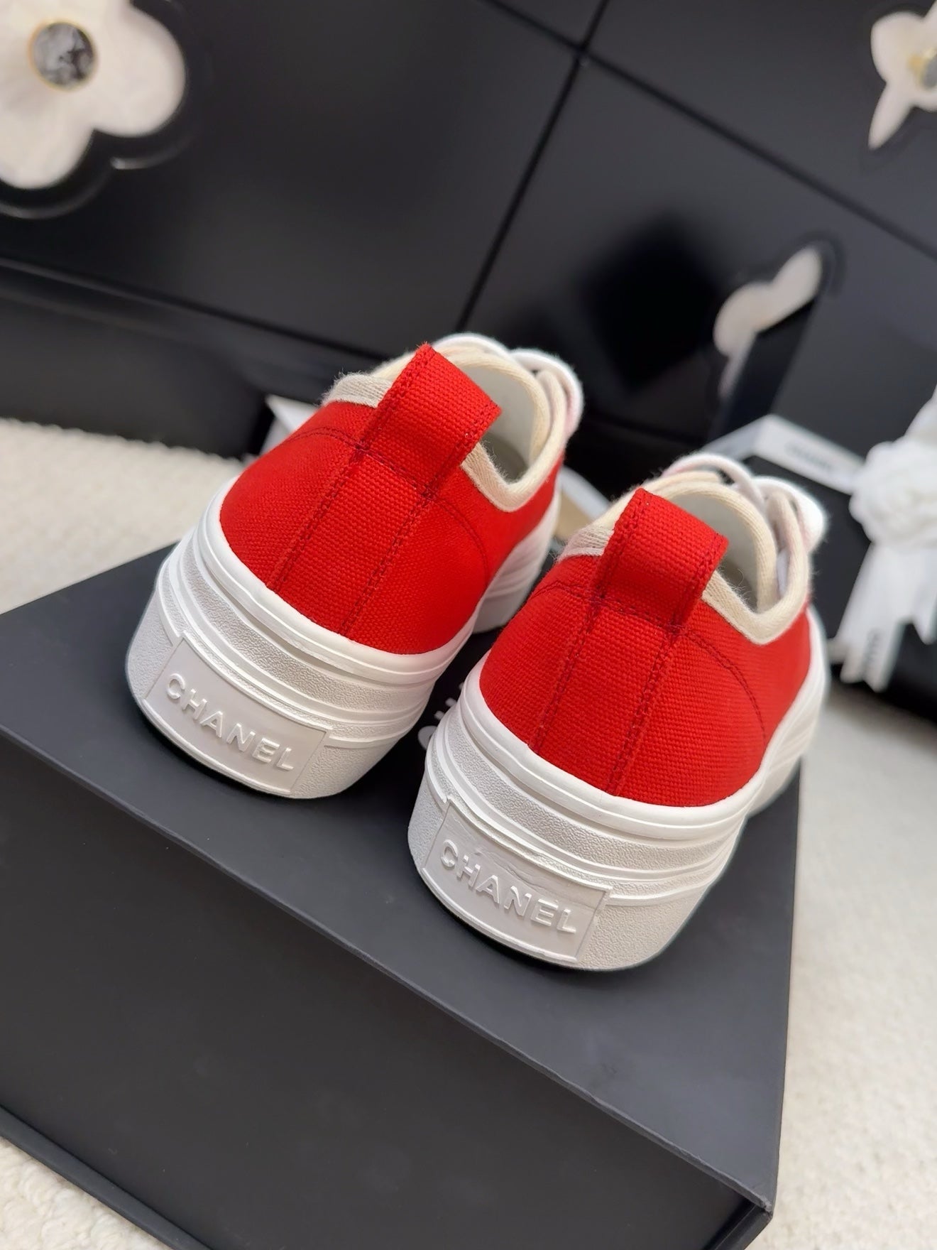 TRAINERS SHOES IN ORANGE RED FABRIC、mysite、Cacoeks