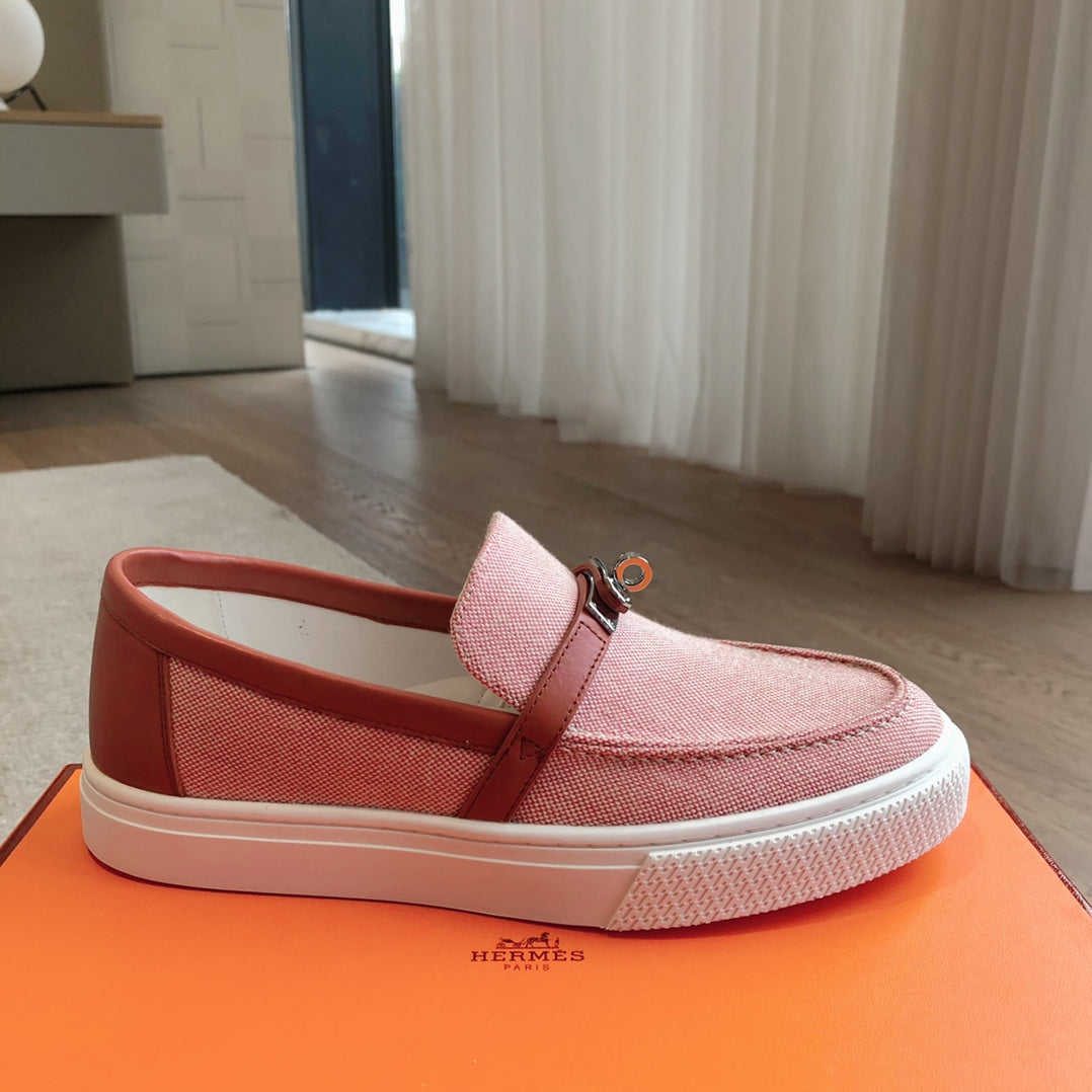 GAME SLIP-ON SNEAKER LIGHT PINK FABRIC AND CALFSKIN、mysite、Cacoeks