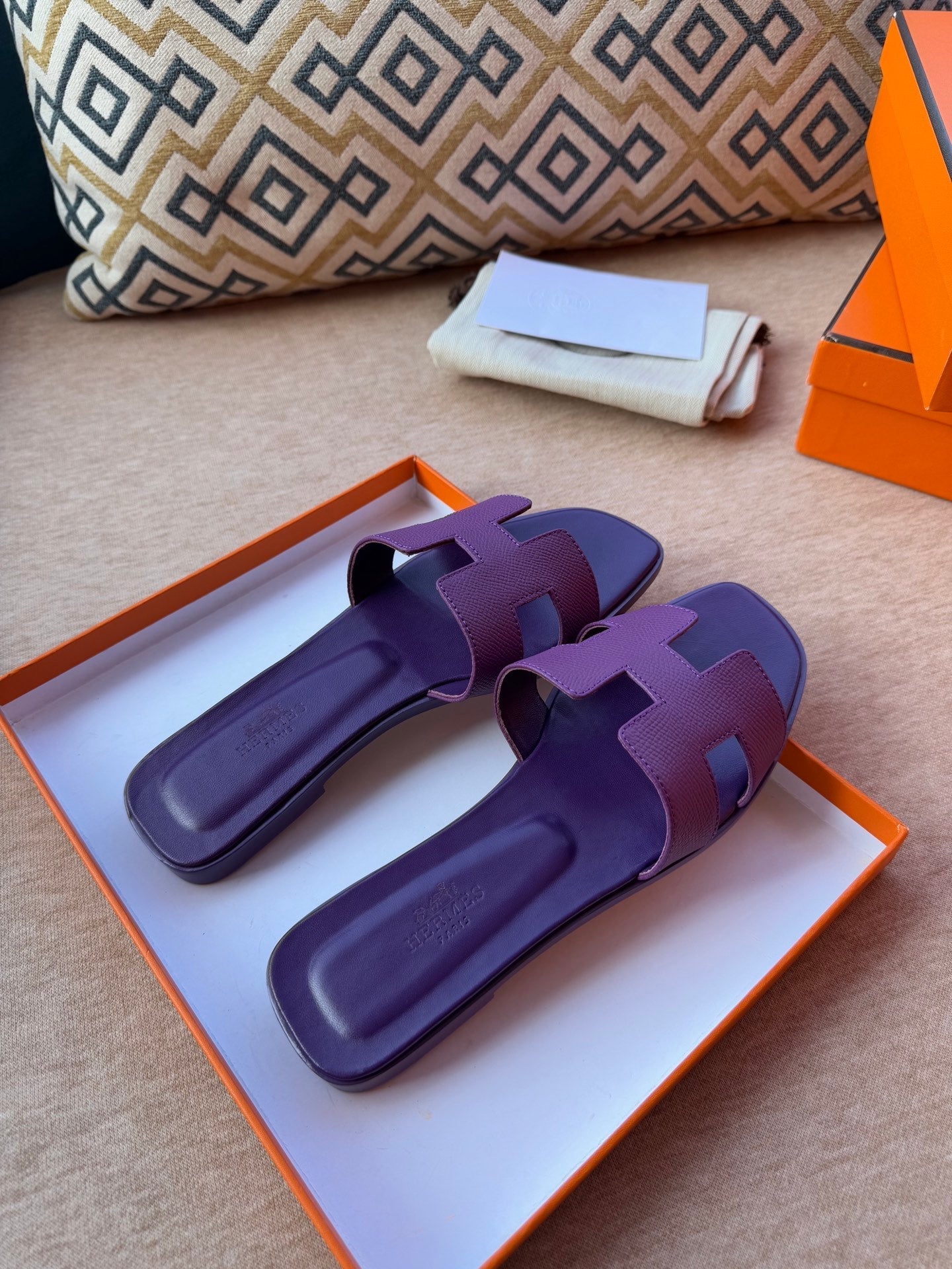 0RAN SANDALS IN ROYAL PURPLE CALFSKIN、mysite、Cacoeks