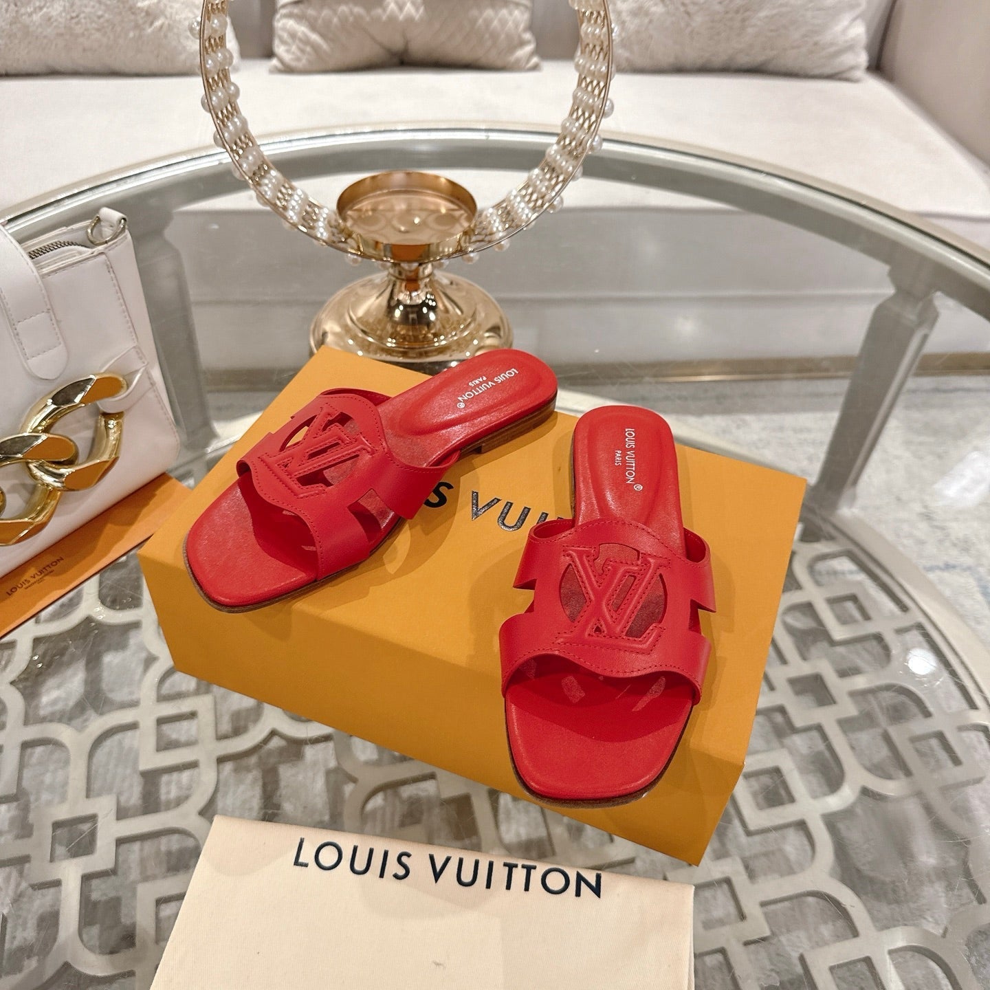 ISOLA FLAT SLIDE IN CHERRY RED CALFSKIN、mysite、Cacoeks