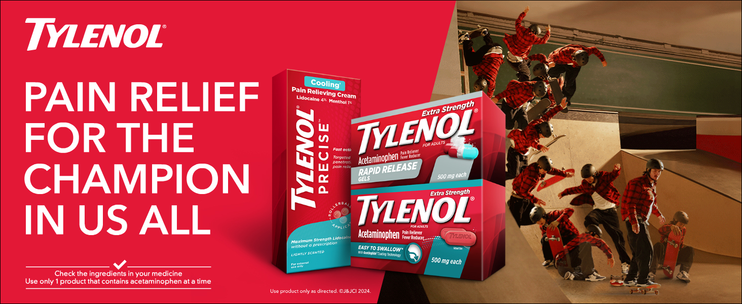 tylenol greatness hurts pain relief for the champion in us all- features precise, rapid release