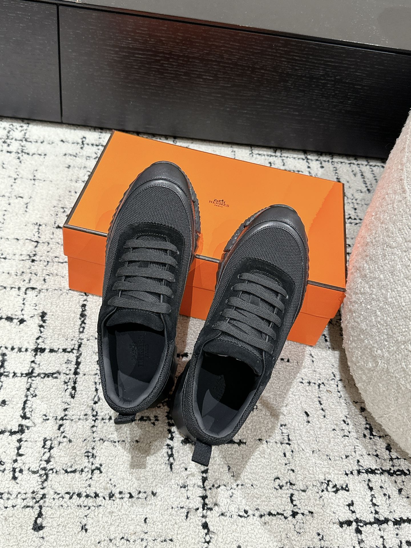 BOUNCING SNEAKER IN BLACK CALFSKIN AND FABRIC、mysite、Cacoeks