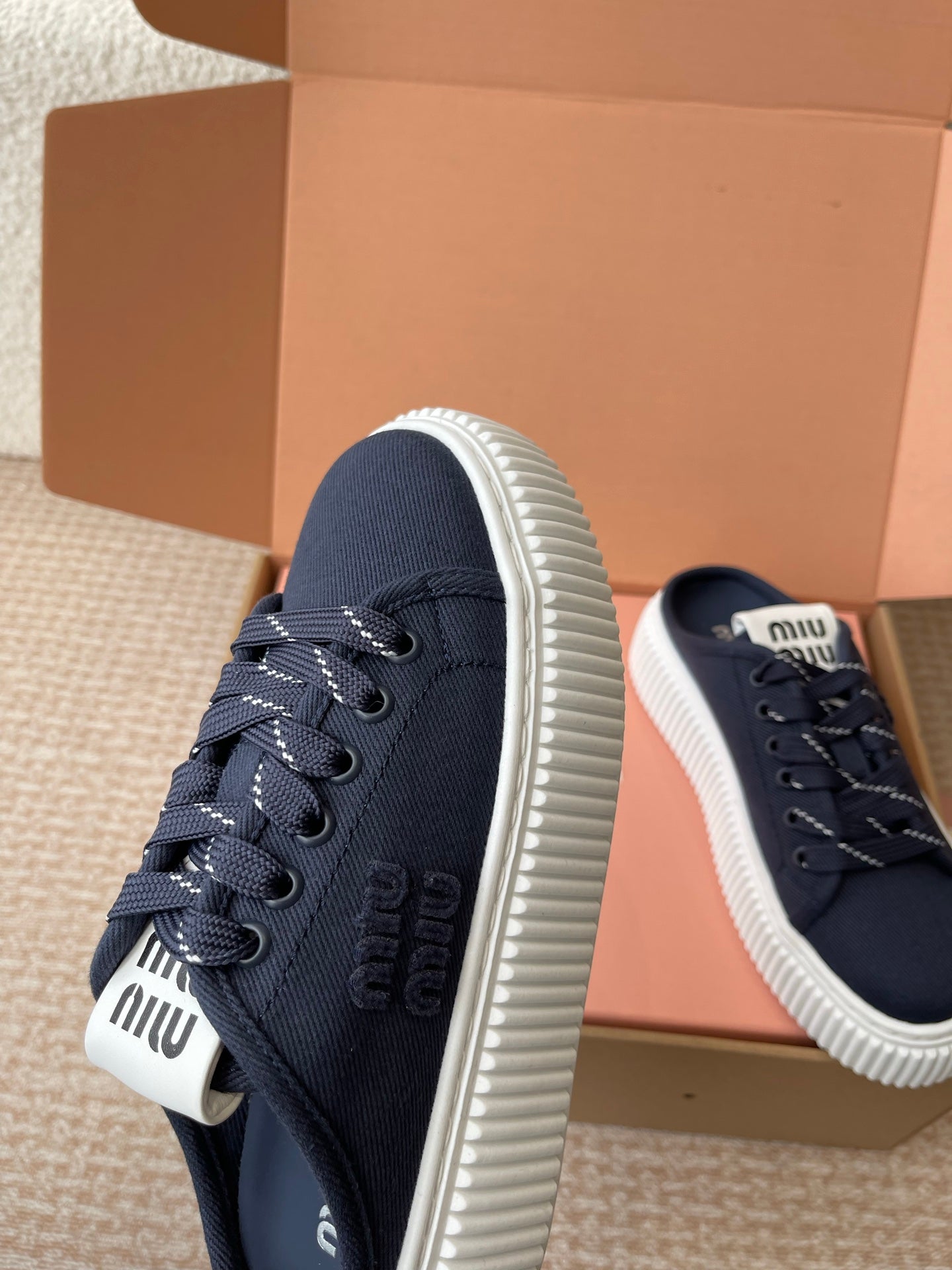 WASH SNEAKER MULES IN DARK NAVY DENIM、mysite、Cacoeks