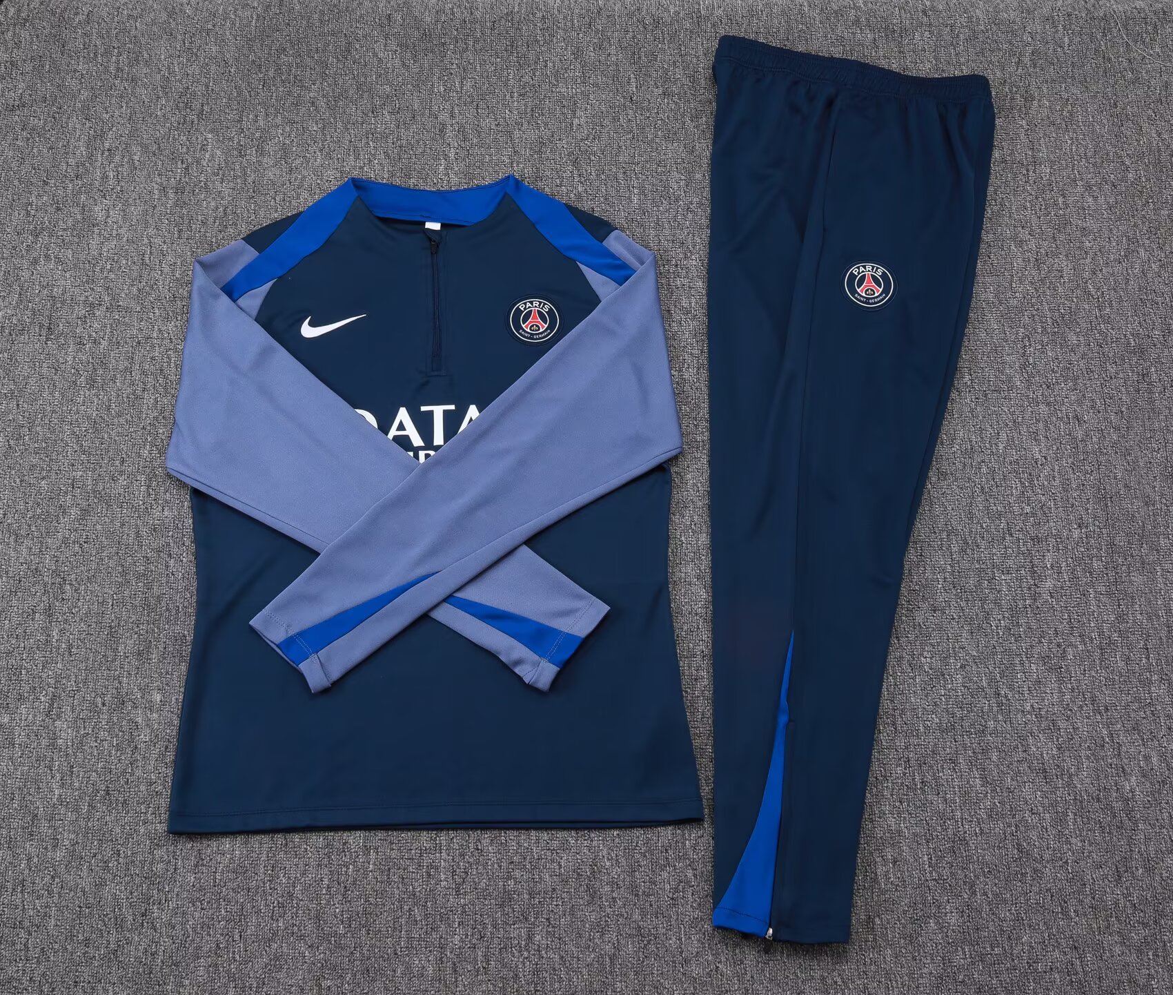2025/2026 Psg Paris Saint-Germain Half-Pull Training Suit Navy Blue Gray Sleeves Football Shirt 1:1 Thai Quality Set:football jersey mysite: unitedjerseyfootball 邓江浪:football