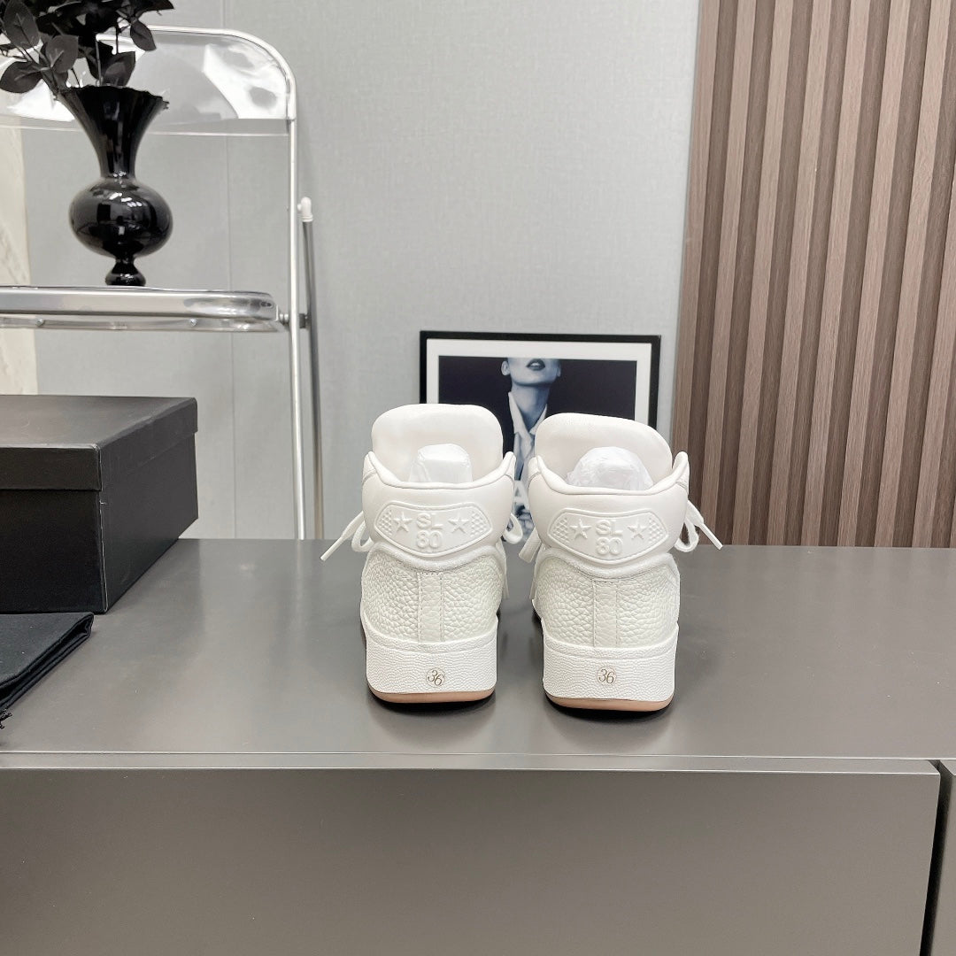 HIGH-TOP SNEAKERS IN WHITE CALFSKIN、mysite、Cacoeks