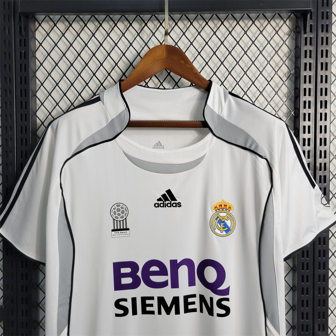JerseysGala.com | Real Madrid Retro 06-07 Home Stadium Jersey -Customize Name, Number and Patch | Worldwide Shipping