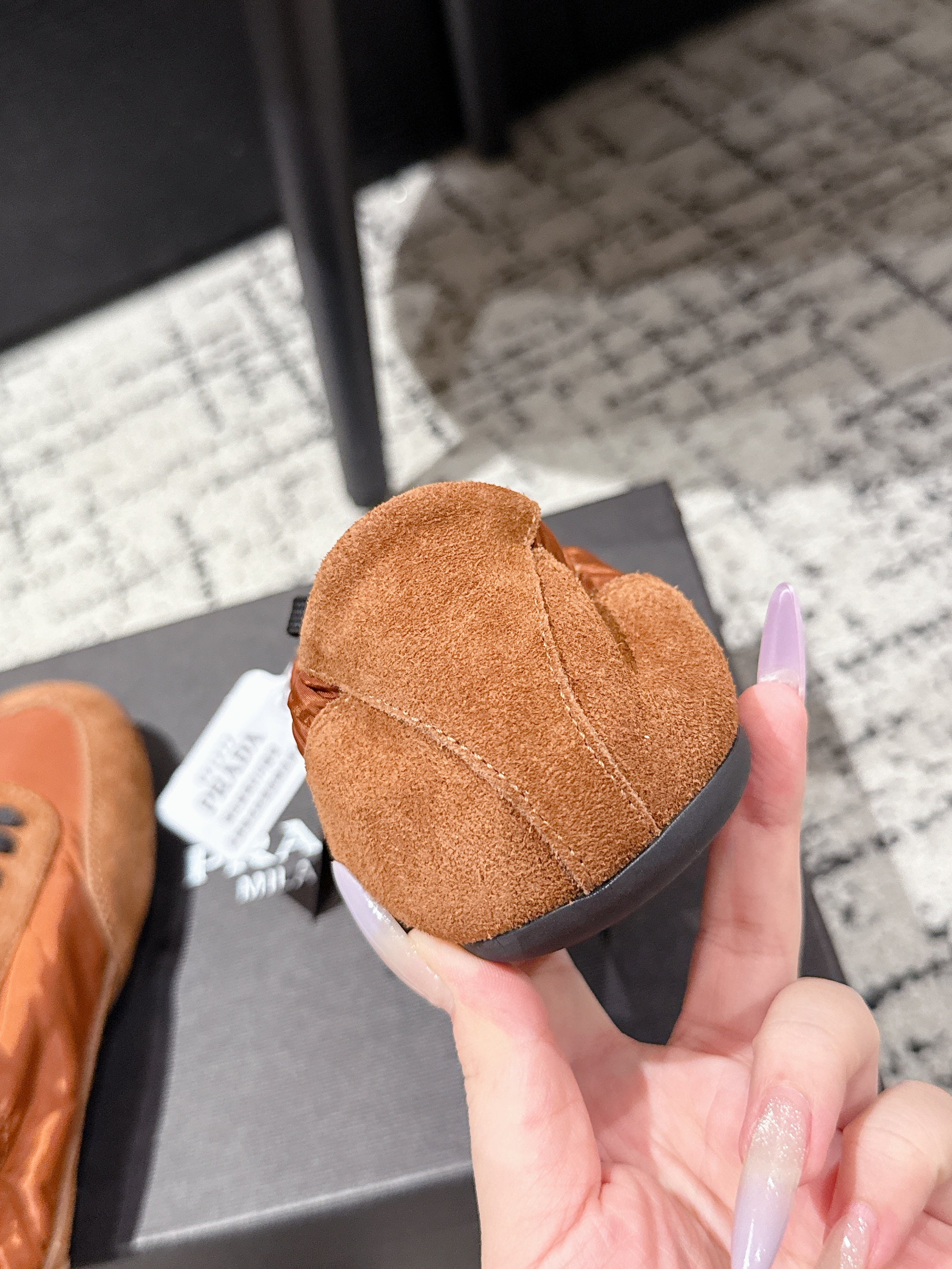 PRADA 25S COLLAPSE SNEAKERS IN BURNT ORANGE RE NYLON AND SUEDE、mysite、Cacoeks